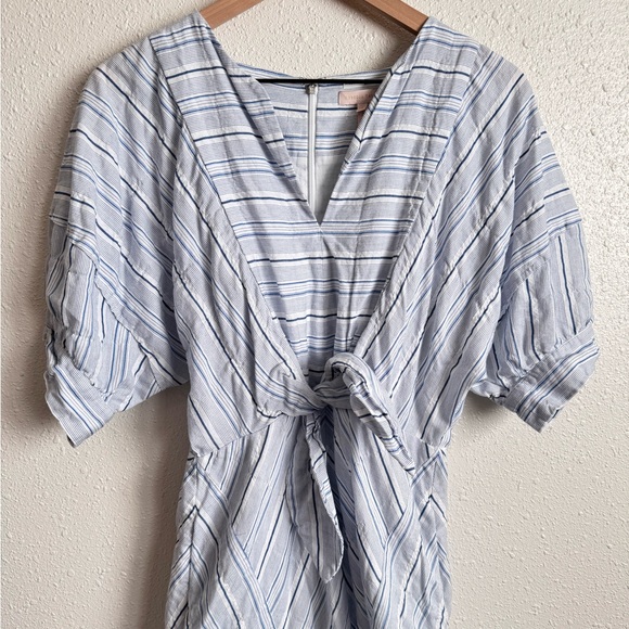 Rebecca Taylor Linen Cotton Midi Striped Dress Size 6 - Picture 3 of 7